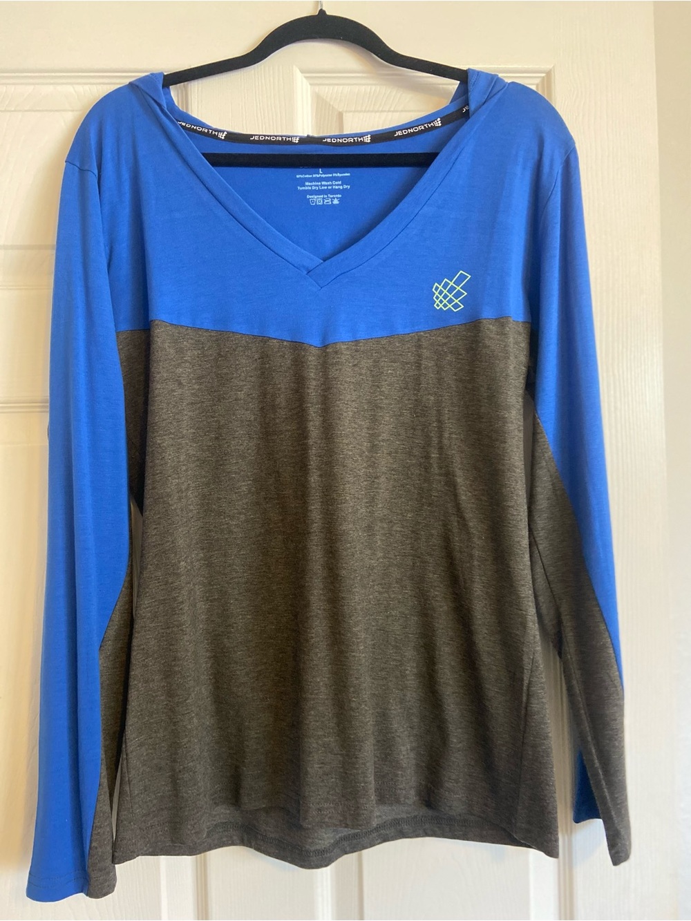 Jed North Blue and Gray V-Neck Long Sleeve Hoodie